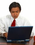 Employee Using Computer Stock Photo