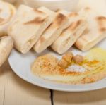 Hummus With Pita Bread Stock Photo