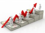 Finance Growth. Dollar Graph And Business Man Stock Photo