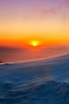 Sunrise On Deogyusan Mountains Covered With Snow In Winter,south Korea Stock Photo