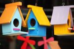 Colorful Wooden Bird House Stock Photo