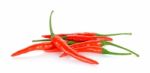 Red Chili Isolated On The White Background Stock Photo