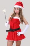 Woman Santa Claus Stock Photo