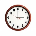 Wood Grain Framed Clock Stock Photo