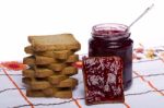 Toasted Bread With Jam Stock Photo