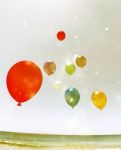 3d Illustration Of Colorful Balloons On The Sky,mixed Media Stock Photo