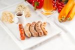 Selection Of All Main Type Of German Wurstel Saussages Stock Photo