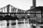 Story Bridge In Brisbane. Black And White Stock Photo