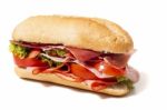 Sandwich With Paio Sausage And Ham Stock Photo