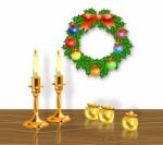 Christmas Candle Wreath Balls Stock Photo