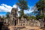 Bayon Temple With Giant Stone Faces, Angkor Wat, Siem Reap, Cambodia Stock Photo