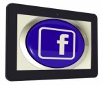 Facebook Tablet Means Connect To Face Book Stock Photo