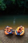 Couple Boat For Adventure Stock Photo