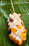 Grilled Squid On Banana Leaves Stock Photo