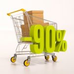 Shopping Cart And 90 Percent Stock Photo