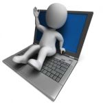 Pc Computer Character Showing Surfing Internet Stock Photo