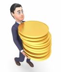 Finance Businessman Represents Coins Money And Success 3d Render Stock Photo