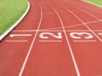 Start Line At Running Track Stock Photo