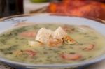 Traditional Portuguese Soup, Caldo Verde Stock Photo