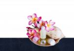 Isolated Mini Set Of Bubble Bath And Shower With Flowers Stock Photo