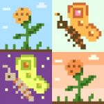 Pixel Art Butterfly Flower Stock Photo