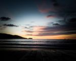 Scenery Of The Wooden Pier In The Morning Stock Photo