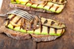 Grilled Vegetables On Bread Stock Photo