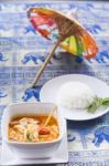 Tom Yum Goong Soup - Thai The Most Famous Dish Stock Photo