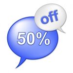 Fifty Percent Off Shows Merchandise Cheap And Promotion Stock Photo