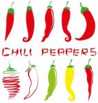 Collection Of  Hot Chili Pepper Stock Photo