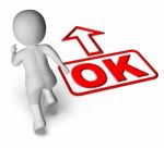 Okay And 3d Character Shows O.k. Ok All Right Agree Stock Photo