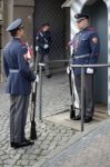 Changing The Guard At The Castle In Prague Stock Photo