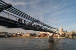 Millennium Bridge And St Pauls Cathedral Stock Photo