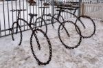 Three Bicycles Street Art In Reykjavik Stock Photo