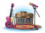 Cartoon  Illustration Interior Music Room With Separated Layers Stock Photo