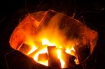 Burning Charcoal In Stove Stock Photo