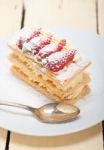 Napoleon Strawberry Cake Dessert Stock Photo