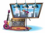 Cartoon  Illustration Interior Music Room With Separated Layers Stock Photo