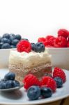 Fresh Raspberry And Blueberry Cake Stock Photo