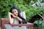 Portrait Of Thai Teen Beautiful Girl Happy And Relax Stock Photo