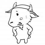 Sg171006-cartoon Goat Standing- Hand Drawn Stock Photo