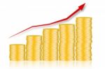 Profit Graph With Golden Coins Stock Photo