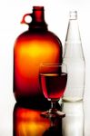 White And Red Wine Bottle Stock Photo