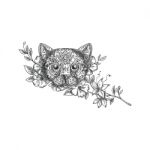 Cat Head Jasmine Flower Tattoo Stock Photo