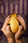 Holding A Pear Stock Photo