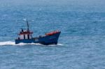 Anjo Do Mar Fishing Boat Putting Out To Sea Off Madeira Stock Photo