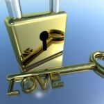 Padlock With Love Key Stock Photo