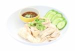 Hainanese Chicken Rice On White Background Stock Photo