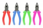 Four Colors Of Short Mouth Pliers Stock Photo