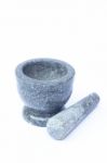 Stone Mortar And Pestle On White Background Stock Photo